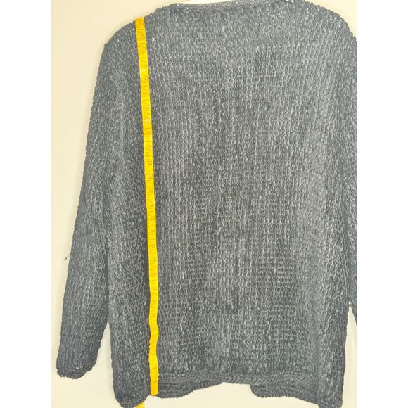 Vintage Estelle L Textured Jacket Black Gold Button Cardigan Blazer 80s Luxe - Picture 7 of 8